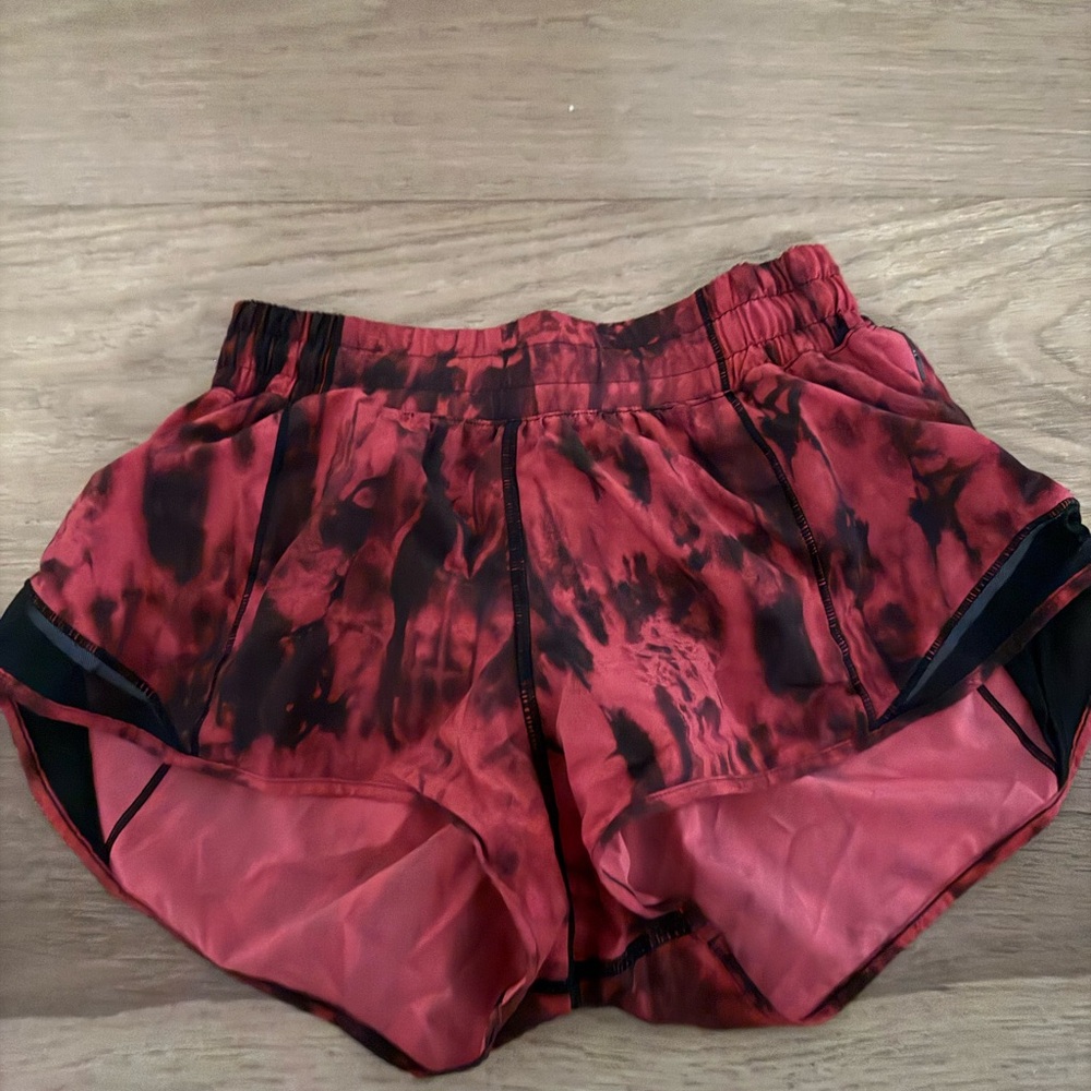 lululemon athletica Red and Black Athletic Shorts. 2.5 inch inseam